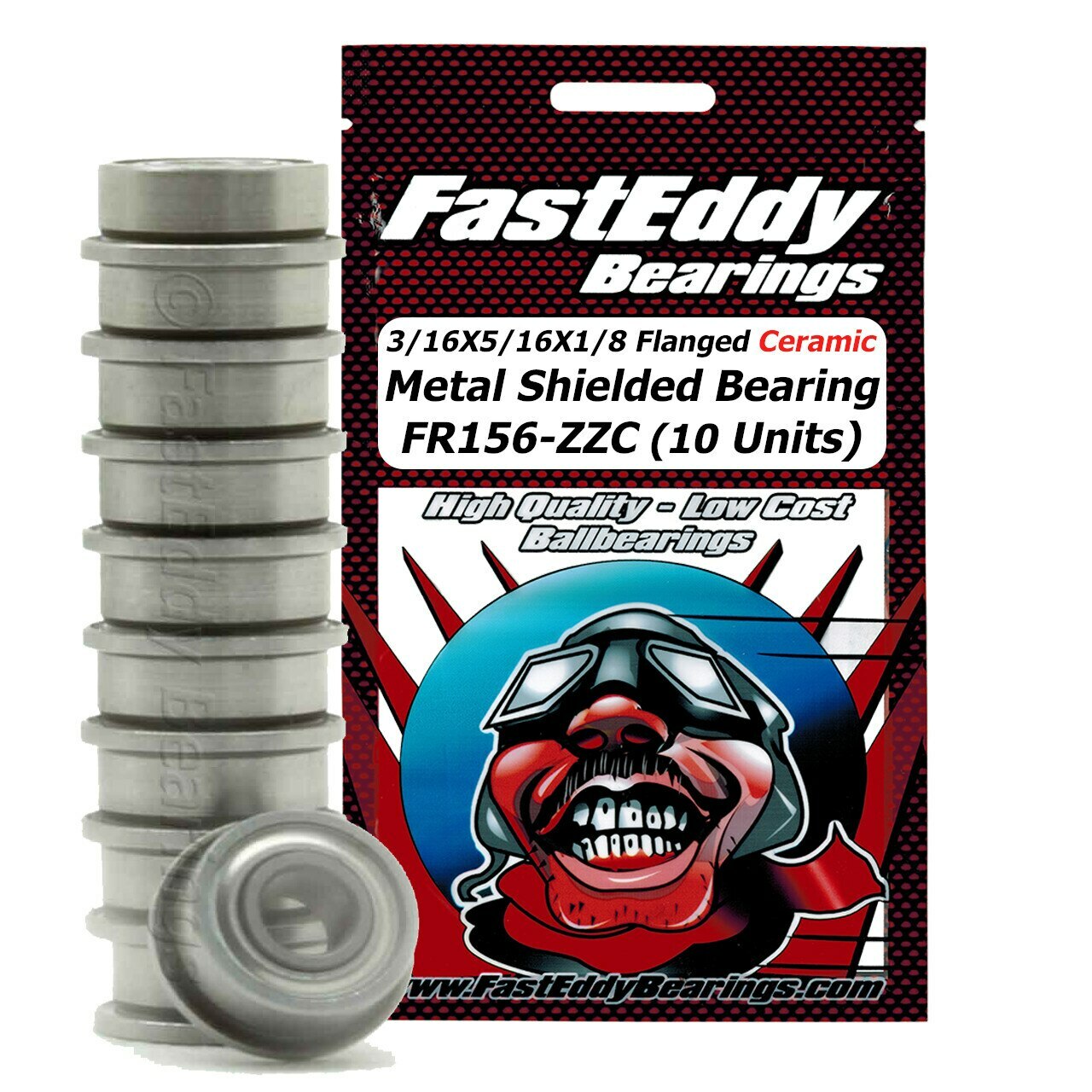 3/16X5/16X1/8 Flanged Ceramic Metal Shielded Bearing FR156-ZZC 10 Units