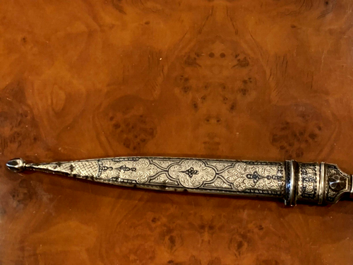 Russian silver 84 antique niello 15.75"L Dagger Caucasian Kindjal knife ottoman - Picture 5 of 21