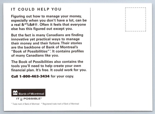 Bank of Montreal Advertising Postcard, It Helped Us - Bild 2 von 2