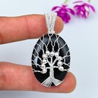 Tree Of Life Black Onyx Gemstone Copper Wire Wrap Handmade Pendant Jewelry Gifts