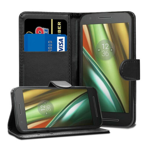 BLACK WALLET CARD SLOT stand GEL CASE FOR Motorola Moto E20/ E30 / E40 - Picture 2 of 4