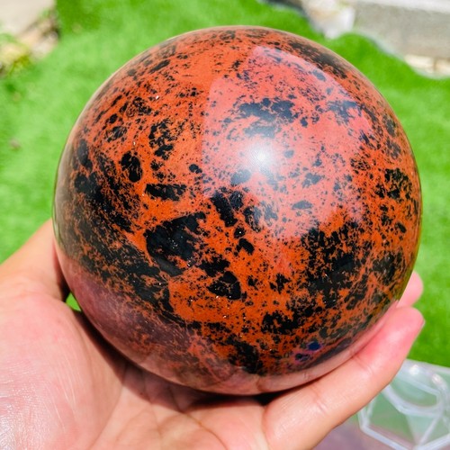 Esfera de cristal de obsidiana roja natural grande 1760 g muestra curación - Imagen 13 de 18
