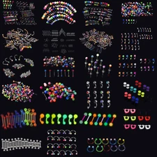 Wholesale Bulk lots Body Piercing Eyebrow Jewelry Belly Tongue Bar Ring 14G 16G