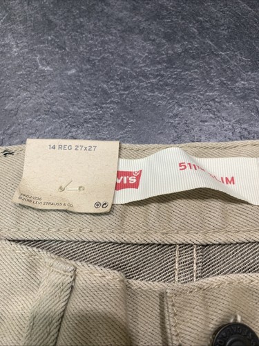 Levis 511 Slim Boys Kids Size 14 Regular 27x27 Stretch Beige Chino Khaki Pants - Picture 6 of 9