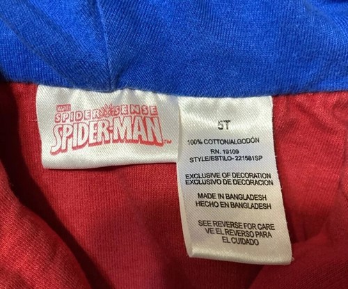 Boys Red Marvel Spider-Man Full Zip/Hooded Sweater Jacket Sz 5T - Picture 6 of 13