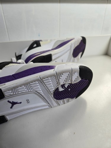 Nike Air Jordan 4 Retro Boys 5.5Y Womens 6 White Ultraviolet Purple 487724-108 - Picture 6 of 9