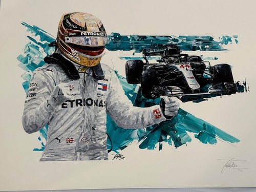LEWIS HAMILTON 2018 F-1 CHAMPIONSHIP , GICLEE PRINT BY DAVID JOHNSON,24 X34 NEW - Picture 3 of 7