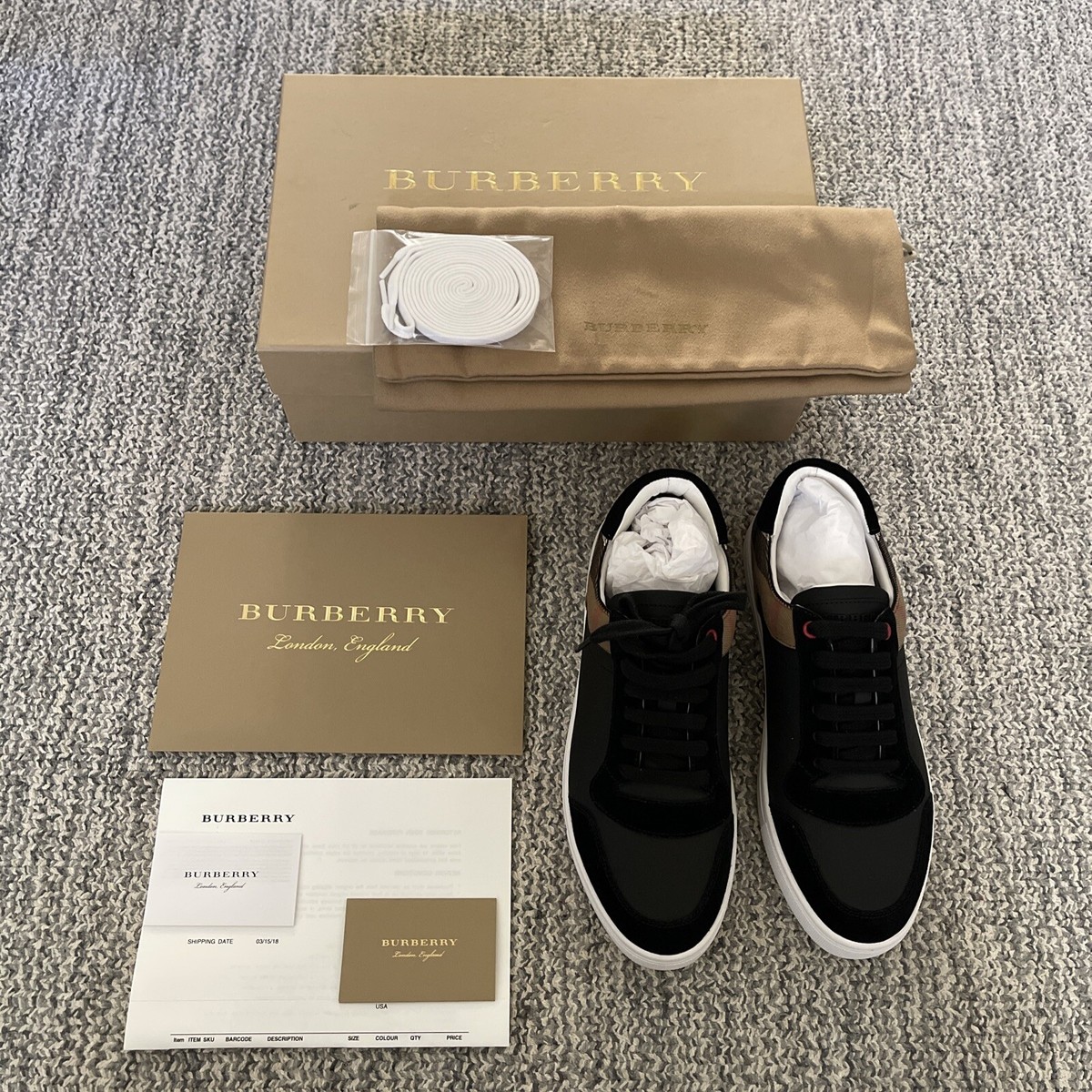 【送関込】Burberry☆Leather sneaker with house check motif Burberry Leather sneaker with checkered house motif | The