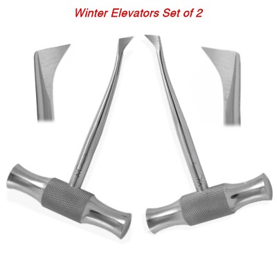 Set Of 2 Dental Winter Elevators Surgical Molar Root Extractor 12L 12R Cross Bar