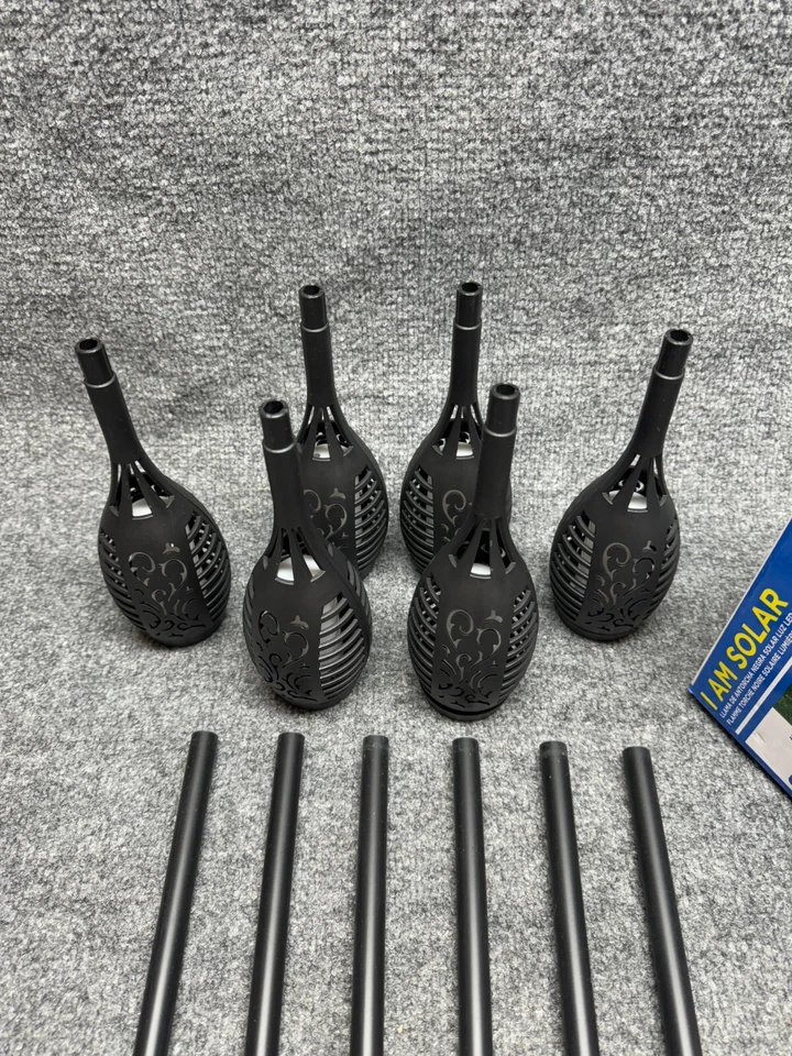 Alpine Solar Torch Flame Pathway Light with Yellow LEDs, Set of 6 - QMC250SLR-6 - Image 3 of 4