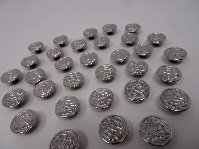 Vintage Silver Royal Insignia Round Jean Stud Buttons 16mm Lot of 80 AA90 - Image 2 of 4