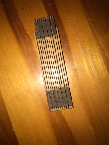 Lufkin X 46 Folding Wood Rule Brass Slide Red End Extension Ruler Vintage Wooden - Picture 8 of 10