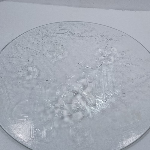 Weihnachten Feiertag Glas Servierplatte B32cm Teddybär & Geschenke geprägt Italia - Bild 9 von 14