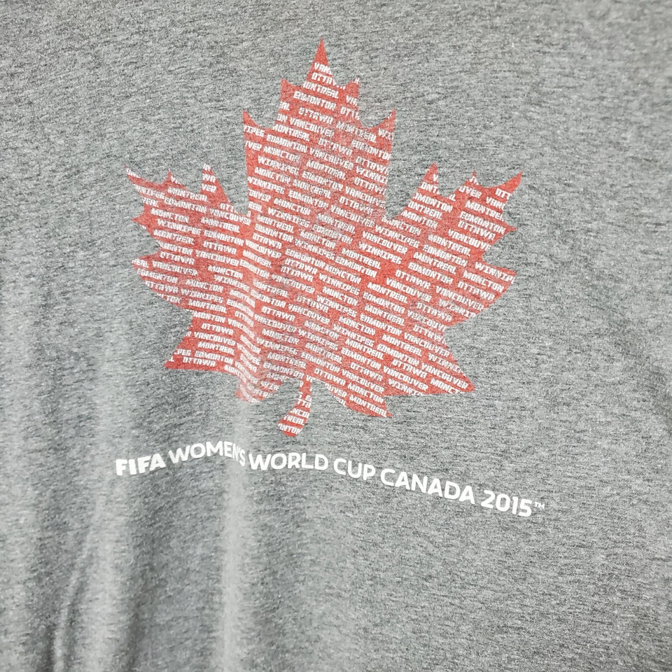 FIFA Womens World Cup Canada 2015 Shirt Mens Large Gray Graphic Short Sleeve - Image 3 of 4