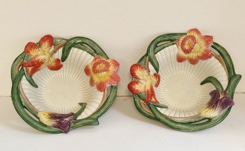 Fitz and Floyd Classics 2 ea Floral Bowls Dish Embossed Tulips Wildflowers - Picture 3 of 6