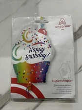 Anagram Happy Birthday Cupcake Shaped 27” Balloon Party Supplies