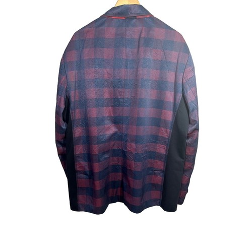 Blazer de algodón con estampado en contraste a cuadros de tela arrugada rojo/negro talla 4XL de MONDO para hombre - Imagen 11 de 16