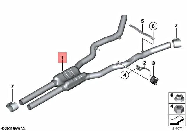 Genuine BMW F06 F12 F13 640i 640iX Cabrio Coupe Centre Muffler 