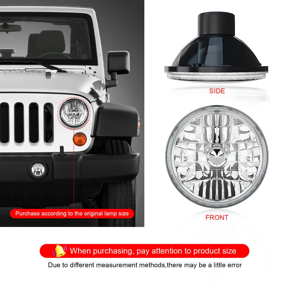 Faros halógenos de haz alto-bajo DOT para Cadillac DeVille 1958-1974 4X 5-3/4 5,75" Foto 2 de 4