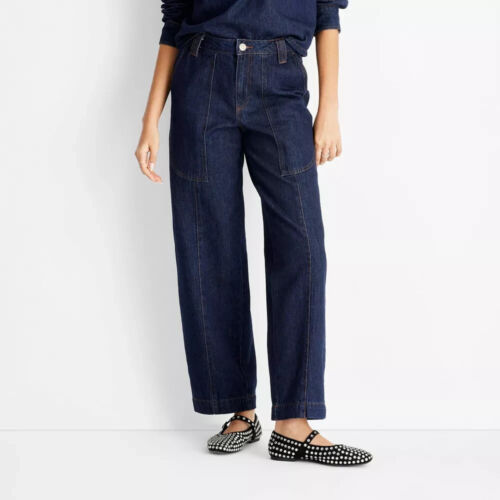 Women's High-Rise Straight Leg Jeans - Future Collective Dark Blue Denim 6