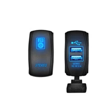 2pcs Rocker Switch ( Stereo + USB Power Charger) For Offroad Car Truck ATV UTV