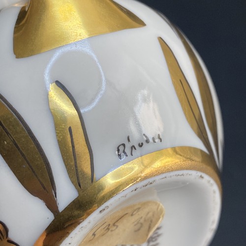 Vintage Rare Stouffer Fine China Golden Orchid Cream & Sugar with Tray Signed - Picture 7 of 12