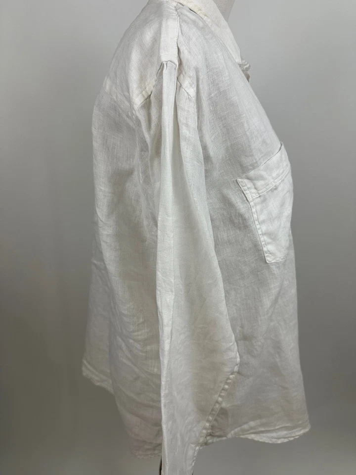 GAP Camisa LINO Blanca Manga Larga Mujer XL Foto 2 de 4