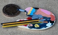 Maison de Poupées en Bois Artiste Peinture Palette Ensemble 1:12 Miniature Art