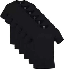Gildan (6-pack) Black Solid Heavy Cotton Short Sleeve Blank T-Shirt S-3XL