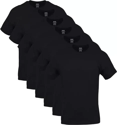 Gildan (6-pack) Black Solid Heavy Cotton Short Sleeve Blank T-Shirt S-3XL - product listing photo