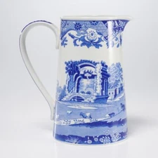Spode Blue Italian Windsor Water Wine Juice Jug Pitcher Vase 6.75"h 4.25"dia B