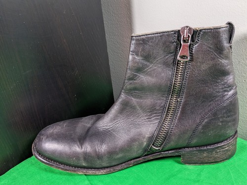 John Varvatos Brown Leather Boots Side Zip Mens US 10 E - Foto 5 di 8
