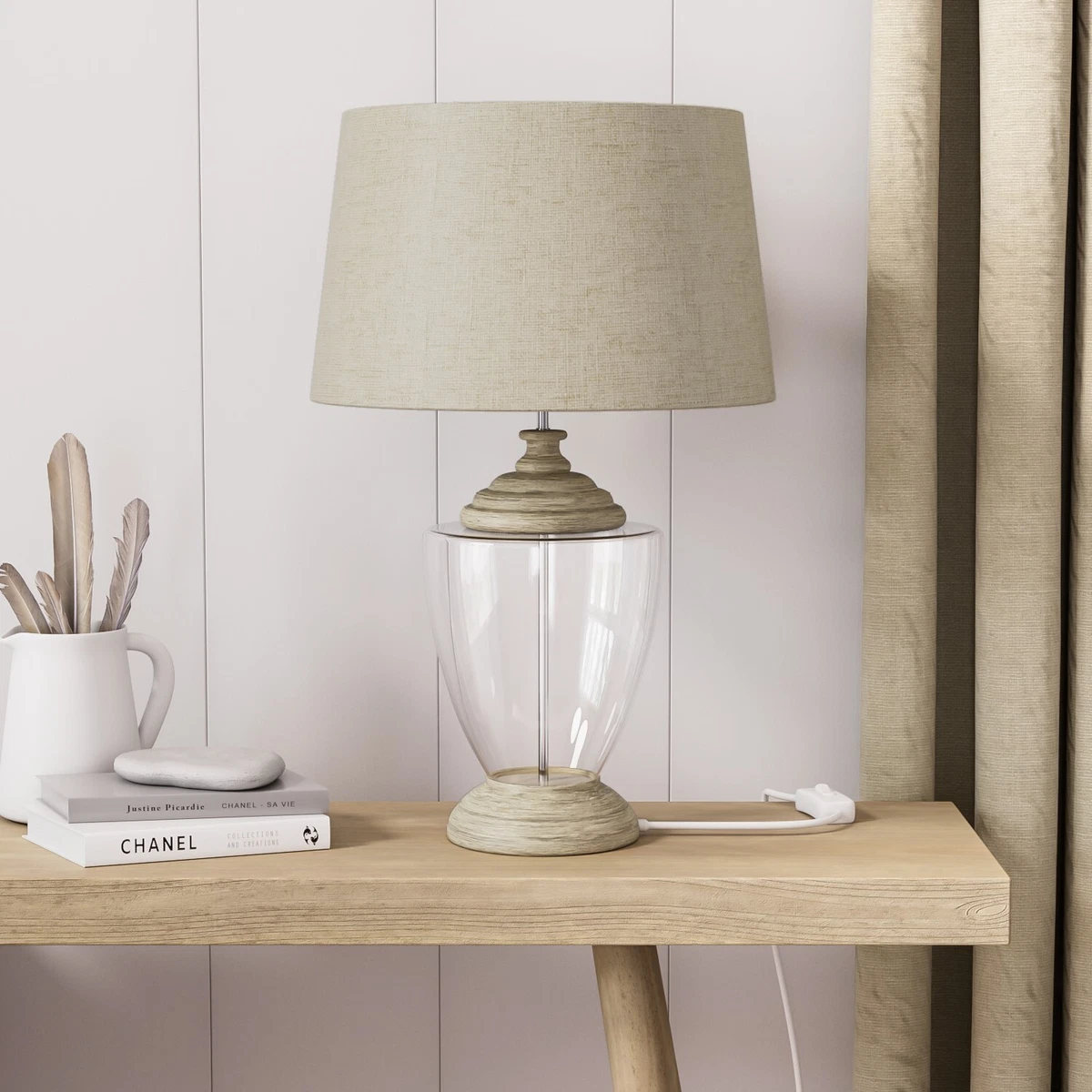 NEW wrapped Linen Lamp Shade 30x24cm shade only for table