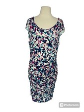 Kut From The Kloth White Pink and Blue Watercolor Short Sleeve Dress SZ XL Rayon