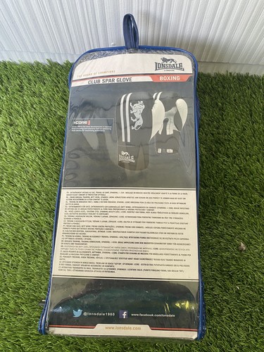 LONSDALE MENS CLUB SPARRING 10 OZ HEAVY BAG PRO TRAINING GLOVES BLACK/WHITE NEW - Picture 4 of 4