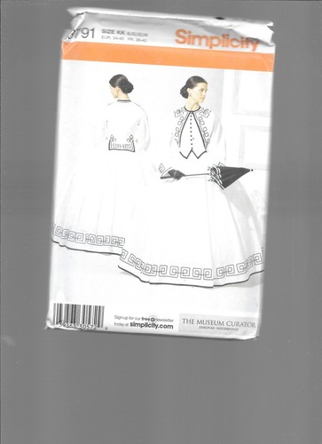 Simplicity 3791 or 7212 Civil War Jacket Hoop Skirt Ball Gown Pattern Colonial - Picture 8 of 18
