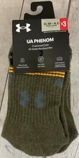 Under Armour Youth Medium Phenom Cushioned Crew Socks Anti Odor Wicking Fabric