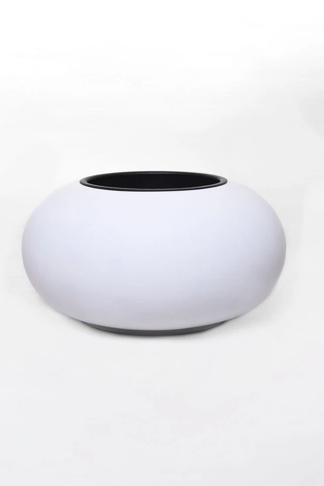 Pflanzkübel Blumentopf rund Fiberglas VIGLIA Weiß Matt 27x54 cm - Bild 3 von 4