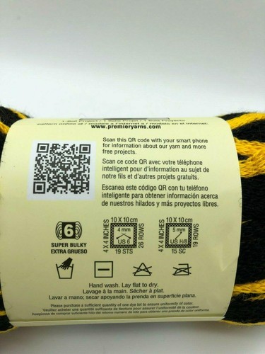 Paquete de 3 bufandas con volantes Premier Yarns Starbella a rayas amarillo negro #17-06 - Imagen 9 de 12