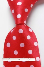 New Classic Polka Dot Red White JACQUARD WOVEN 100 Silk Men's Necktie Tie