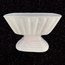 Vintage Brush Pottery Light Pink MCM Oblong Footed Planter Vase W Black Specks