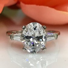 14K White Gold Over Lab-Created 3.50 CT Oval Cut Diamond Engagement Ring