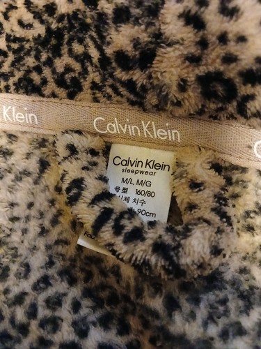 Womens Calvin Klein Medium Robe 42" Long 36" From Collar Brown Leopard Print - Picture 7 of 13
