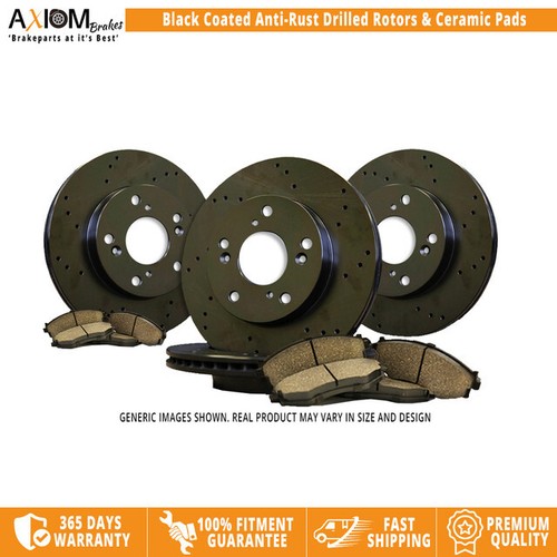 Axiom Front Rear Black Drilled Brake Rotors Ceramic Pads for 17-22 ...