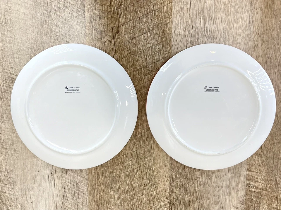 "Lote de 2 platos para perros Dept 56 7"" redondos de cerámica cena almuerzo o uso de mascotas folk RARO" Foto 4 de 4