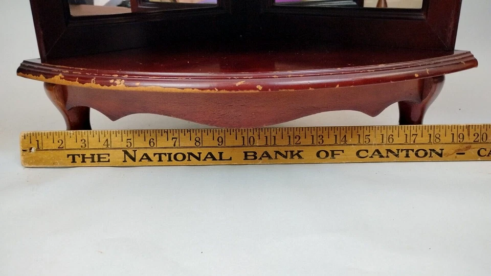 Estante Esquinero Espejado Independiente 3 Niveles 42" Exhibición Curio Etagere Caoba Foto 3 de 4