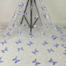Sequin Mesh Sheer Fabric Net Cloth Shiny Butterfly Embroidery Costume Dress DIY