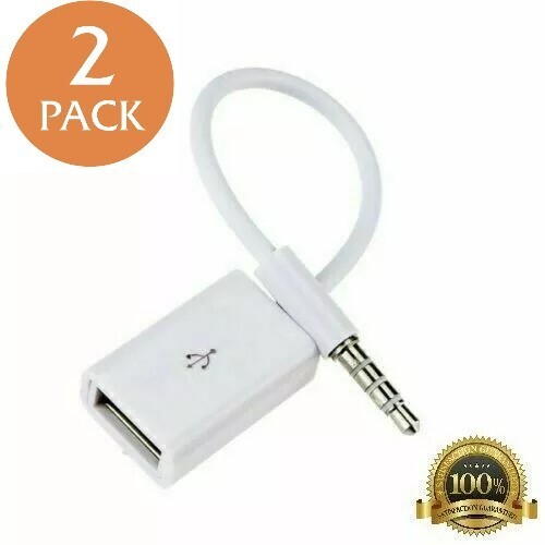 2X3.5mm Male Audio AUX Jack to USB 2.0 Type A Female OTG Converter Adapter Cable - Picture 1 of 7