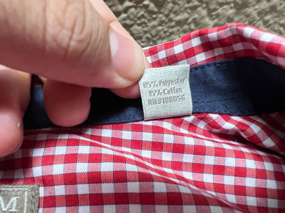 Chick-Fil-A Team Style by Oobe Shirt Mens 5X Red White Button Up Gingham Check - Image 3 of 4