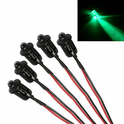 10 x cableadas diodos LED soporte de plástico pre Wired verde difuso 9v 5mm